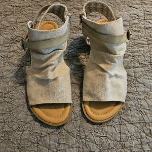 Blowfish Beige Canvas Open-Toe Slingback Sandals